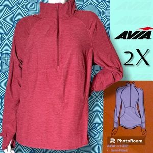 NEW ADORABLE Ruffle Thumb Hole Tailored Pullover Top Heathered Red Plus Size 2X